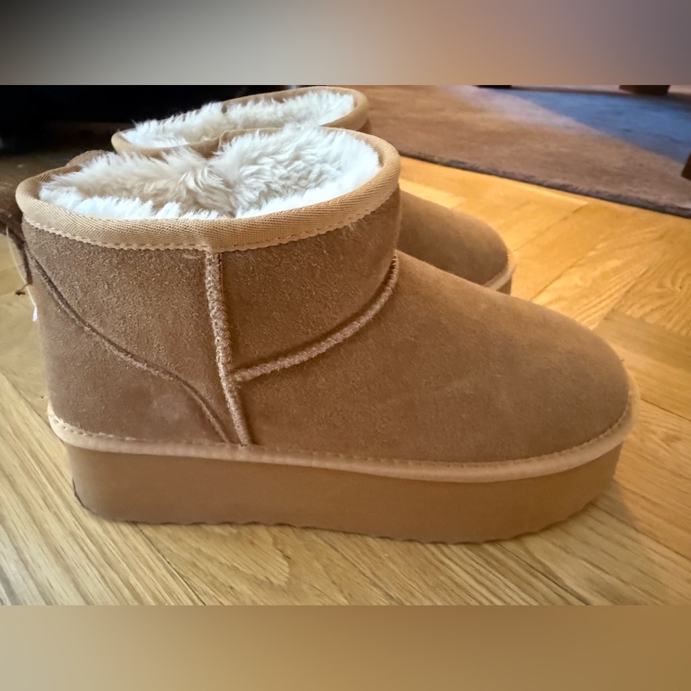 Tan Suede Platform Boots